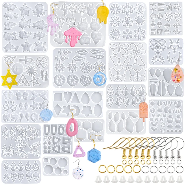 Kolczyki żywiczne formy silikonowe formy do wisiorków formy z żywicy epoksydowej DIY Craft dla majsterkowiczów kobiety kolczyki, wisiorki, pierścionki, tworzenie biżuterii