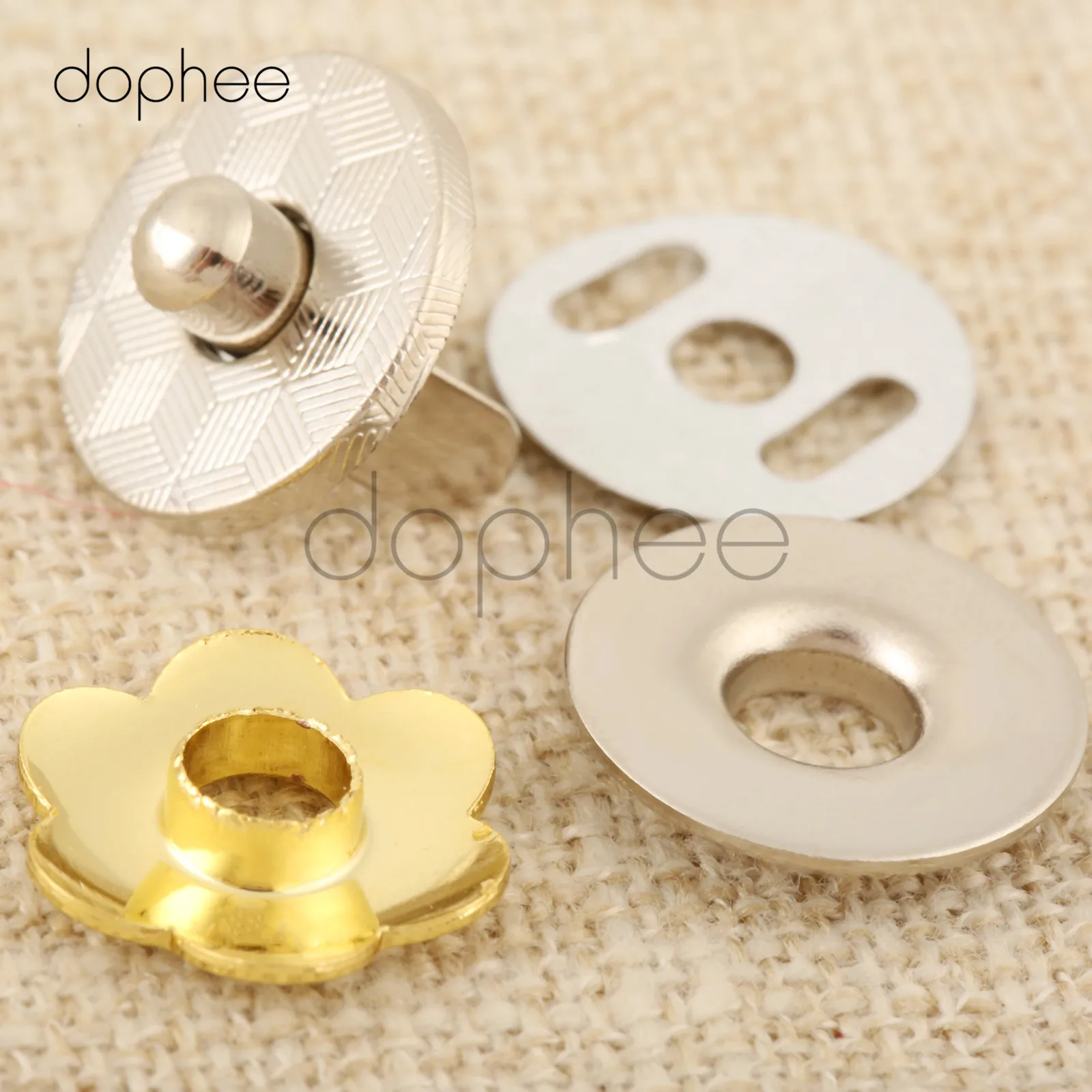 dophee 5sets 17mm Magnetic Snaps Flower-Shaped 2 Colors Buckles Buttons Press Decoration For Sewing Craft Clothing Wallet Bag