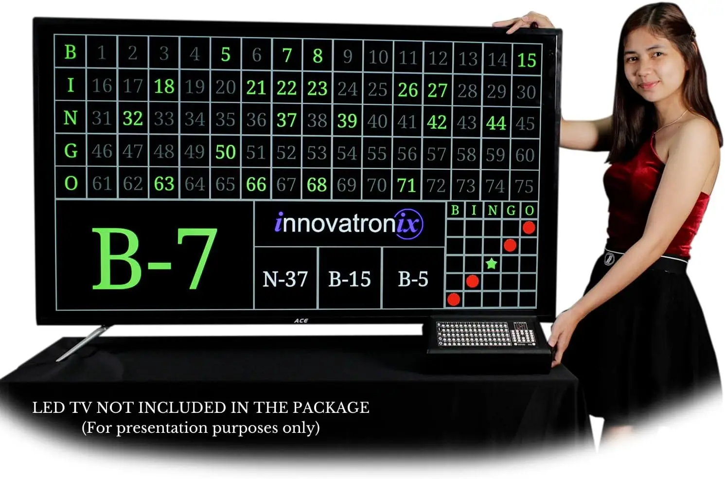 Bingo Flashboard Controller - US Version 75 Numbers - with 8 Meters/26 Feet and 1 Meter/3.28 Feet HDMI Cable & DC 5V Power Suppl