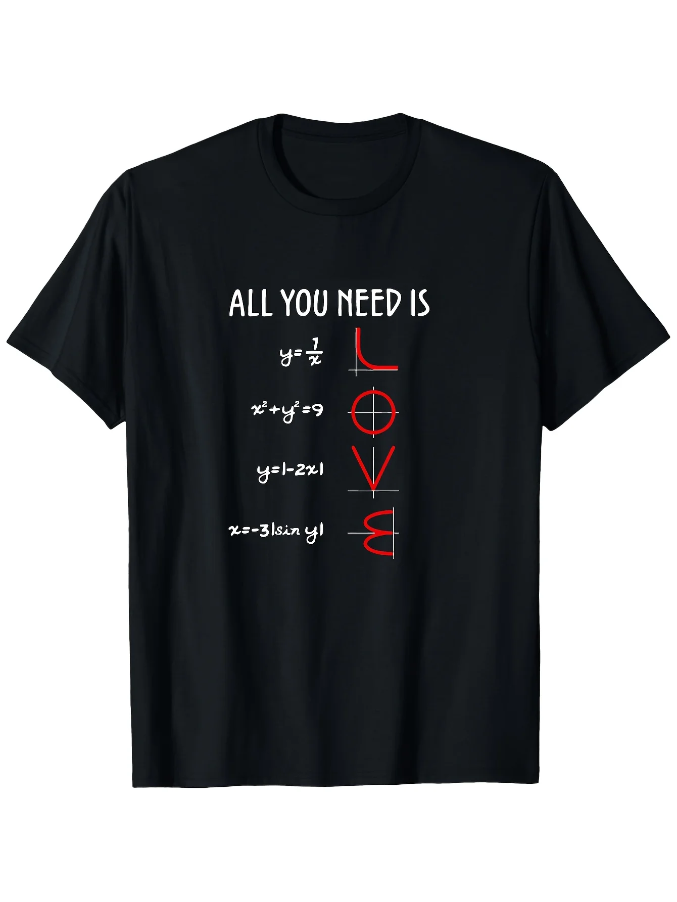 Men's All You Need Is Love Equation T-Shirt - Casual Short Sleeve Round Neck  Tee with Math Graphic, -Fit for Spring Summer Fall, Outdoor  Casual Attire,  for Hikers  (Love Relationship Design) 1-1=1³ 0²=4²