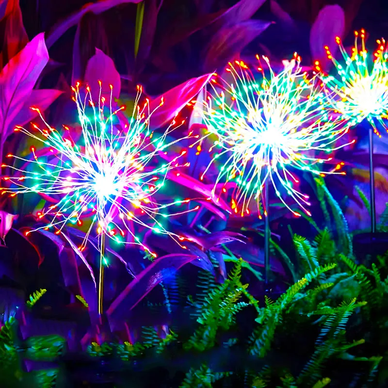 Solarna lampka w kształcie dmuchawca, fajerwerkowa, zewnętrzna, wodoodporna, do dekoracji domu, dziedzińca, ogrodu, tworząca atmosferę, do wbudowania w ziemię, lampka trawnikowa.