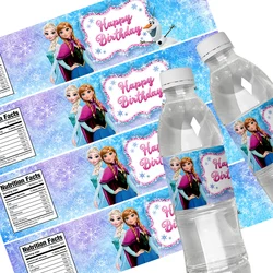 Etiquetas adhesivas para botella de agua de Frozen, Anna, Elsa, Blancanieves, Cenicienta, Princesa, decoración para fiesta de cumpleaños de niños