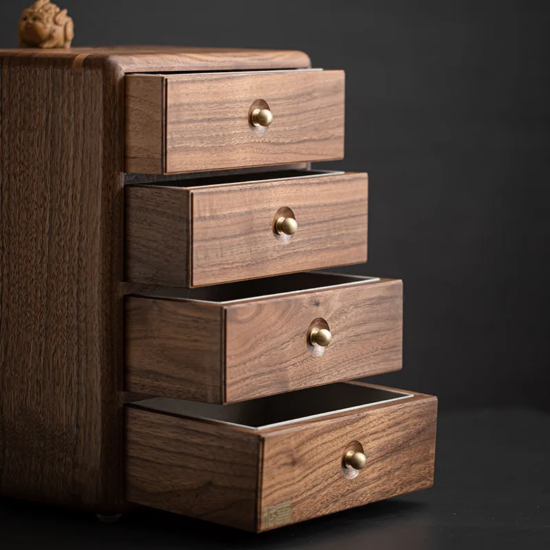 Walnut solid wood storage box, desktop ornament storage box, home creative mechanism box, multi-layer jewelry watch storage box