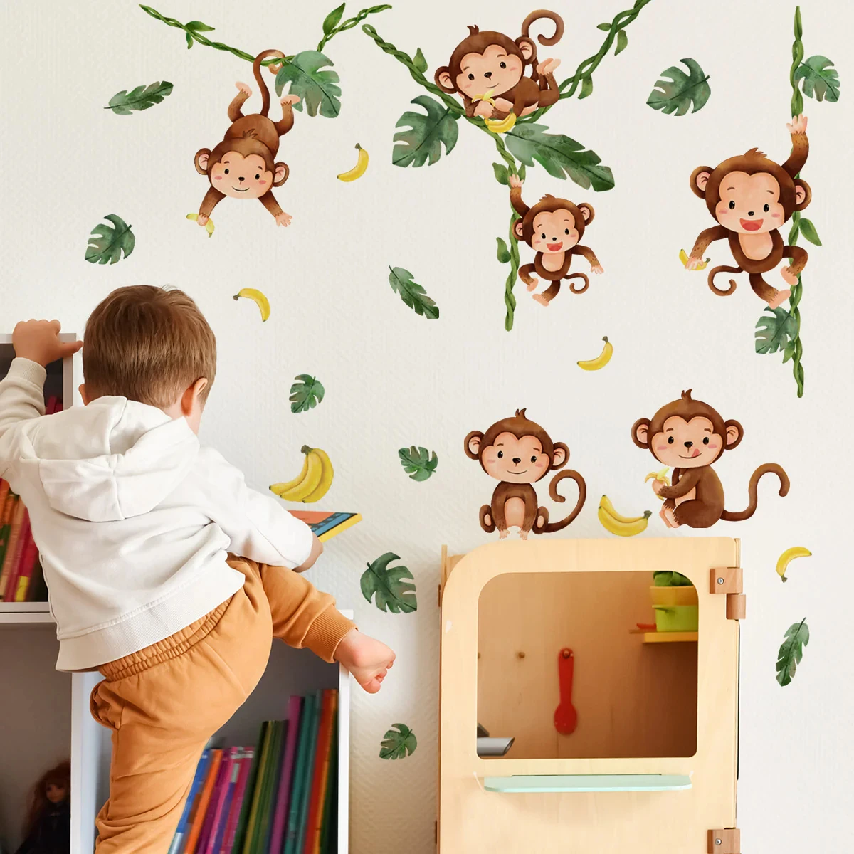 Акварельные обезьяны, дерево,  – обзор и цена Baby Nursery Panelling