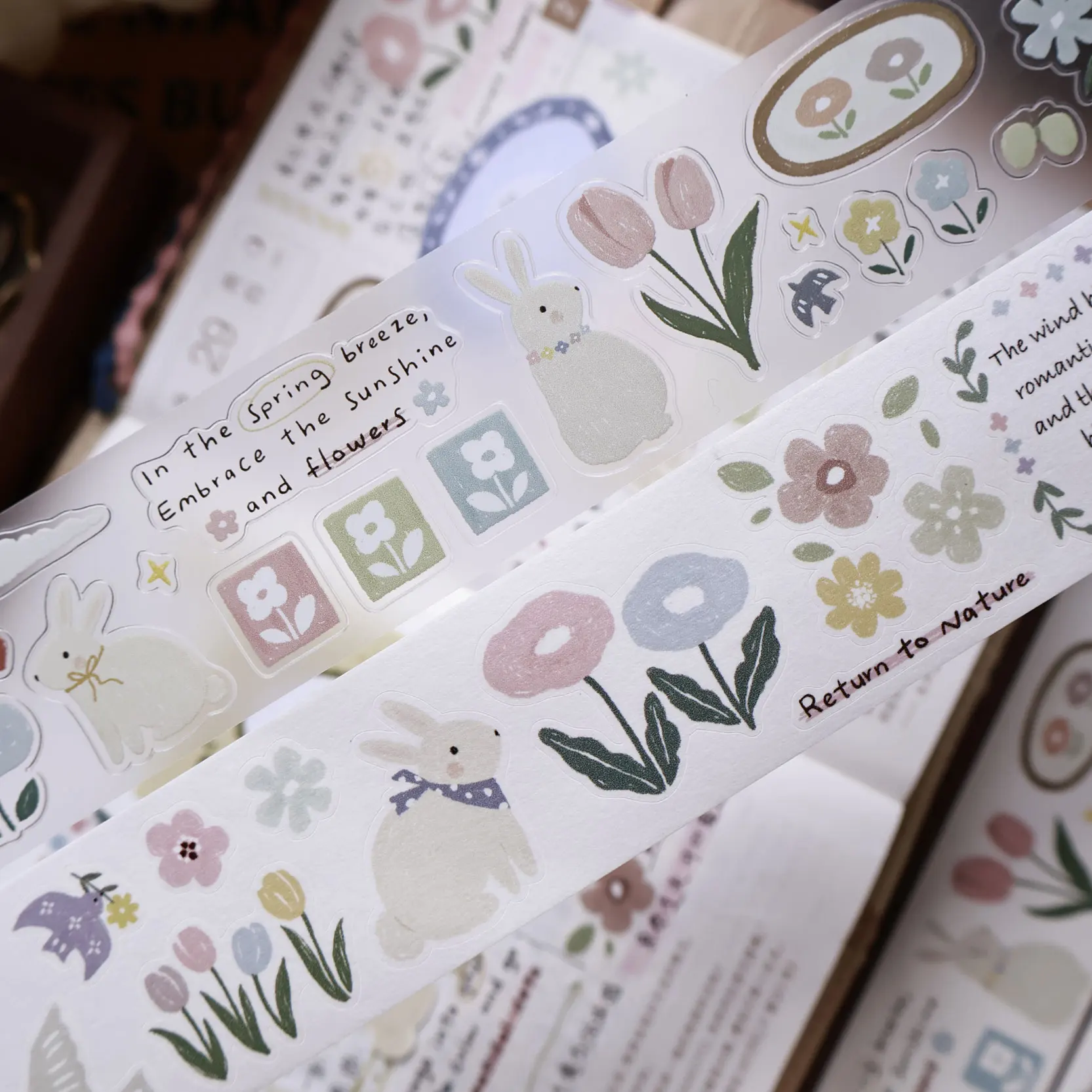 

Light retro salt journal planner [Rabbit Flower Story] PET washi tape Die cut