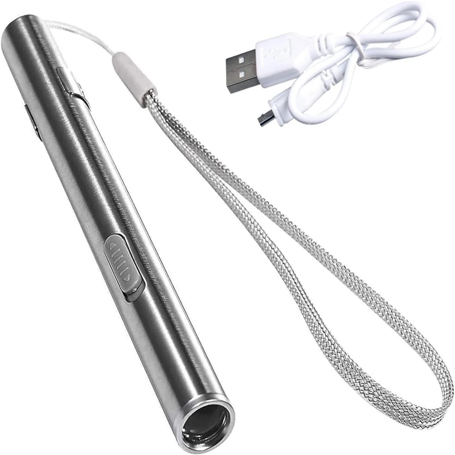 Torcia a penna, torcia ricaricabile a LED super luminosa con clip in acciaio inossidabile e cavo USB per campeggio all'aperto e