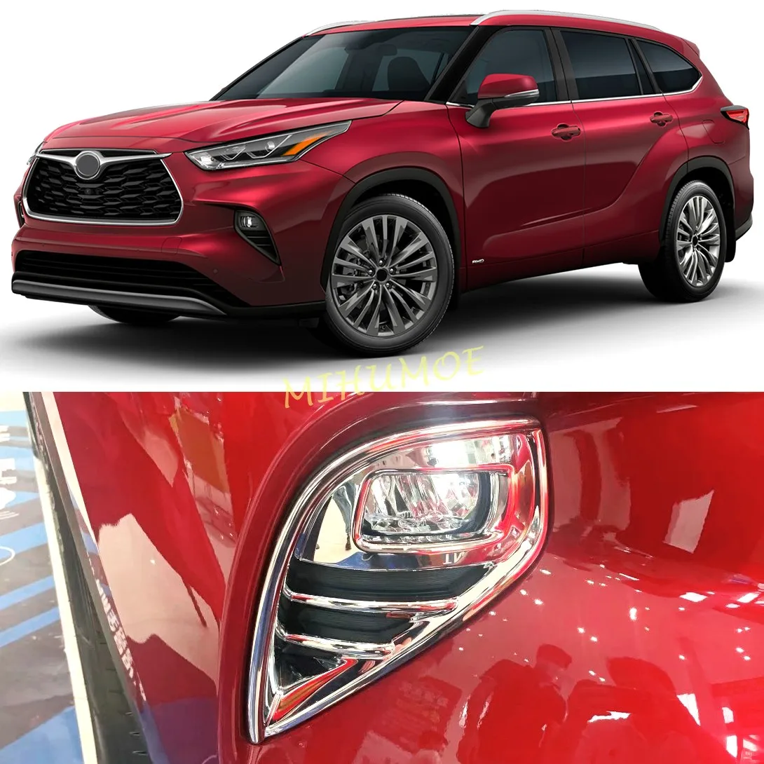 

For Toyota Highlander XU70 2021-2026 Accessories Car Front Fog Light Lamp Cover Trim ABS Chrome Carbon Fiber Car Styling Sticker