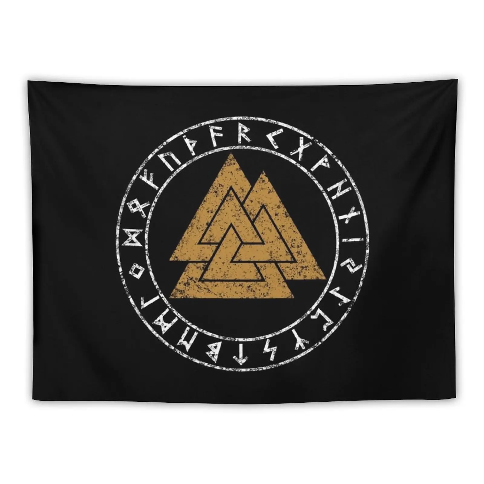 

New Valknut Odin's Triangular Knot Nordic Symbol Futhark Circle Tapestry Decorative Wall Mural Decor For Room