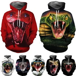 New Fashion Men's Women 3d Snake Print Hoodie Personality Creative Snake Print Long Sleeve Top Hoodies Women Streetwear Hoodies