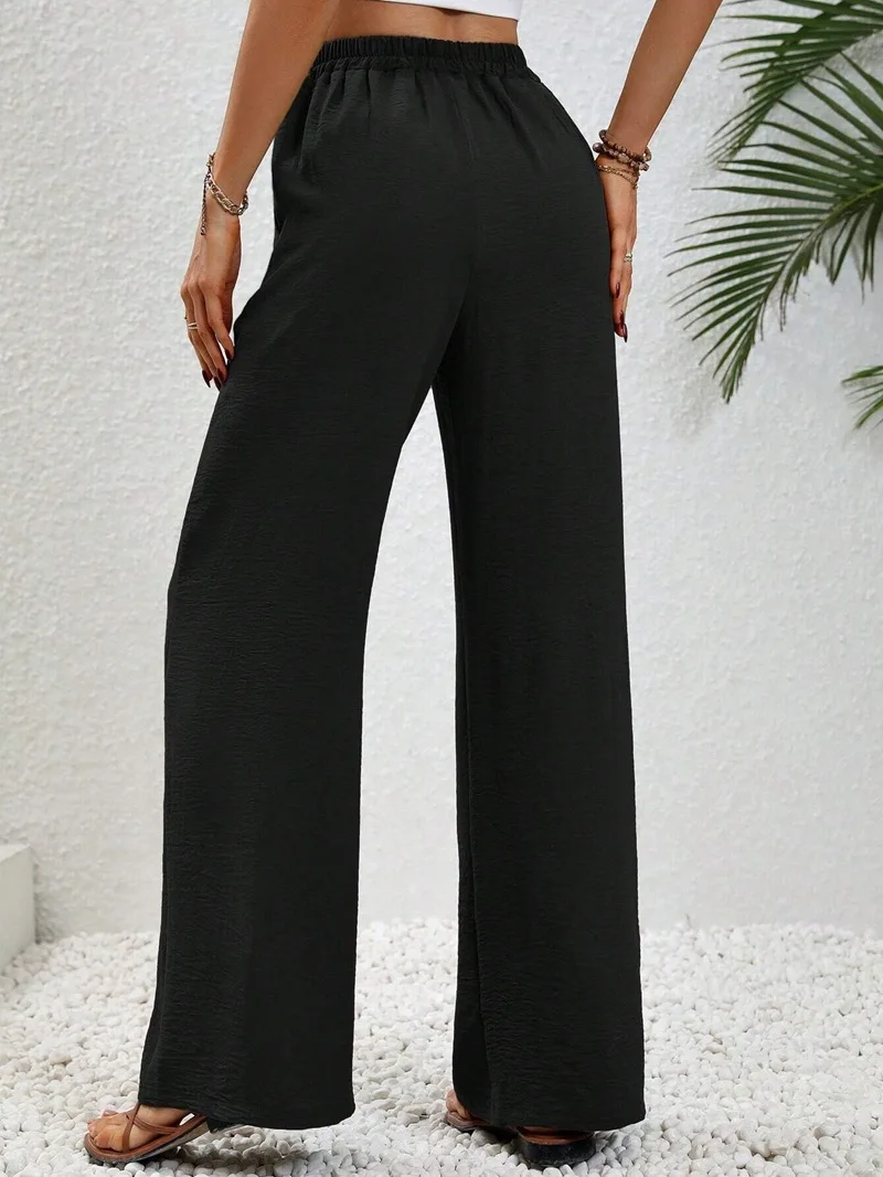 Women's Trousers Fashion Streetwear Basic Straight Casual Slim Striped Pants Ladies Sexy Solid Simple Versatile Long Trousers