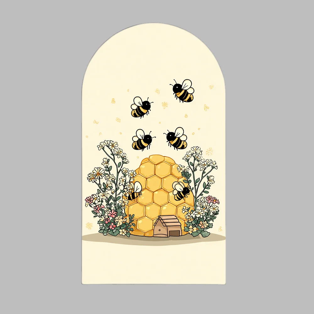 Ape Primo Compleanno Arco Sfondo Copertura Bambini Baby Shower Decorazione Forniture per feste Girasole Miele Ape Pannelli murali ad arco su 2 lati