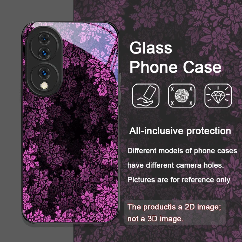 Funda de teléfono de vidrio templado con flores coloridas Retro para Huawei Honor 200 Lite 100 300 Pro 90 GT X8 X9 Magic 7 6 5 Pro fundas florales