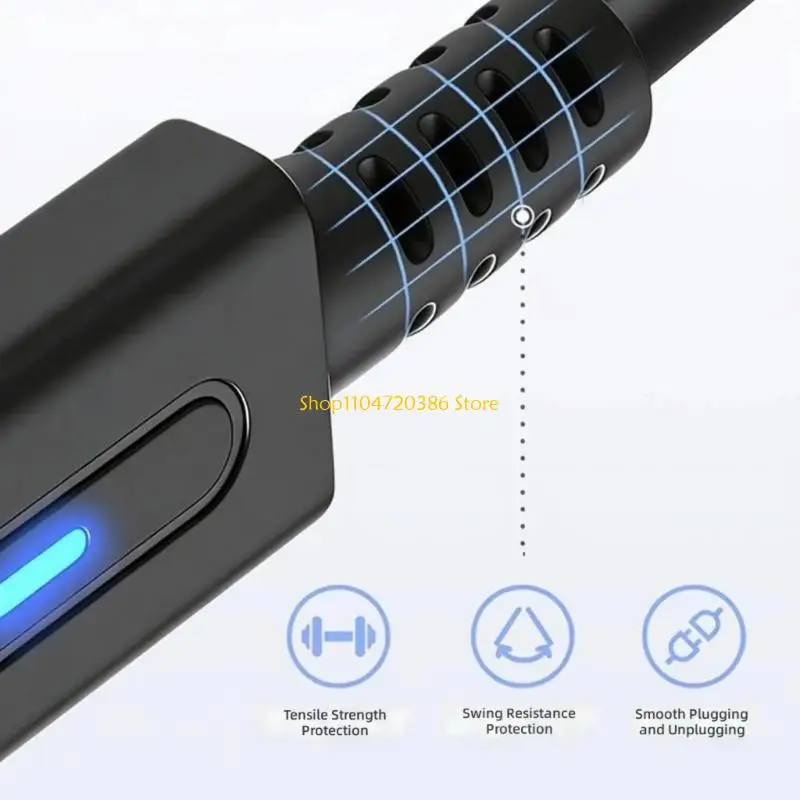 K0EA Fast Speed Type C Data Cable 10cm Blue Light Charging Cord Gaming Cable PVC Texture Suitable for Quick Charging