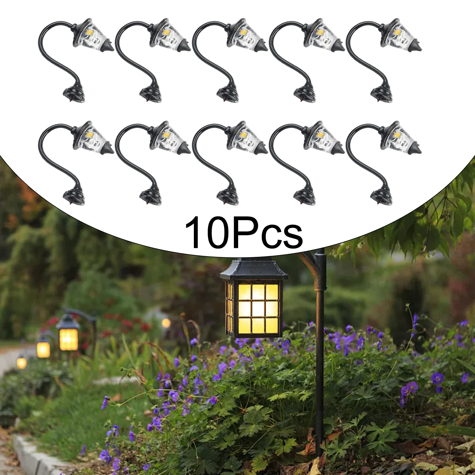 10pcs Wall Lamps LED Street Lamps 1:87 HO Scale Houses Building Set Garden Home Decor Decoration Crafts Miniatures Complete Lamp