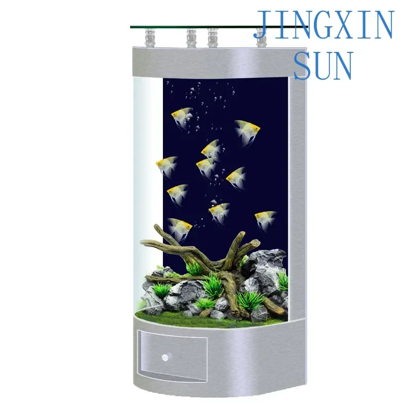 Fish living room household medium and large semi-cylindrical aquarium water-free ecological tank