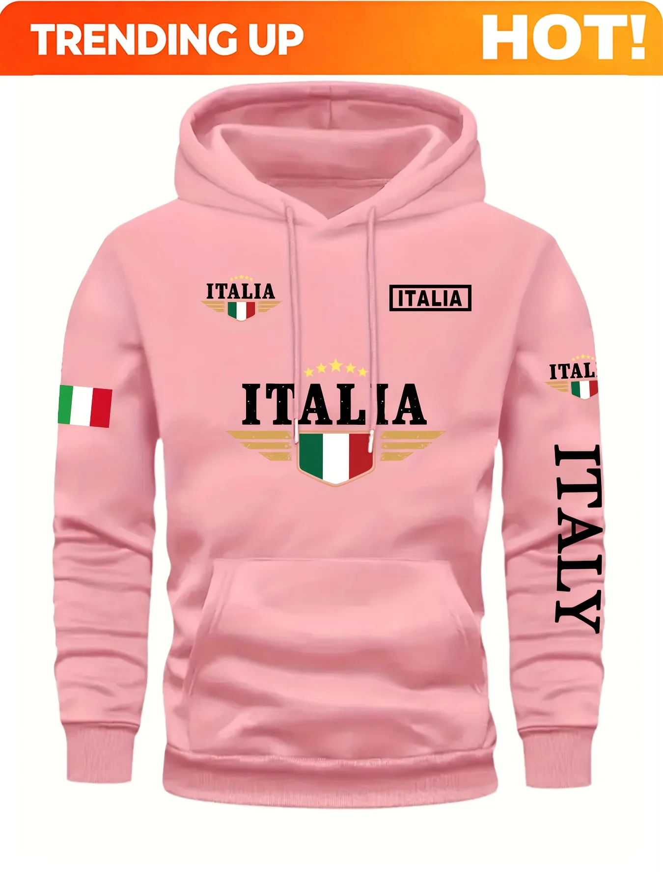 Customization ‘This Is Where I Italian Flag Fashion Multi-Pattern Print Men's Trendy Hoodie Comfortable Casual Versatile Sweatsh