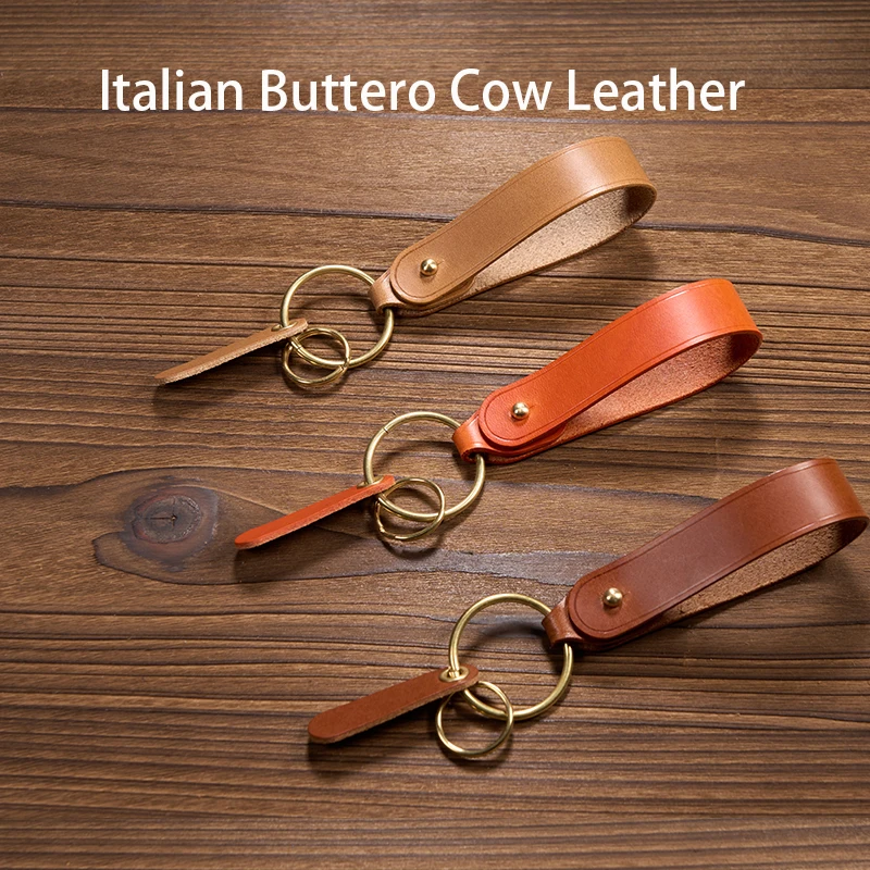 Italian Buttero Leather Key Lanyard Cow Leather Camera Phone Straps For iPhone Samsung