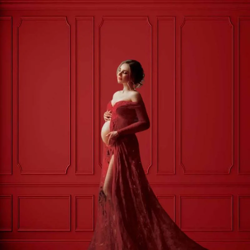 Mocsicka Photography Background Red Wall Indoor KidsParty Family Portrait backdrop Maternity Photoshoot Wedding Photo Studio