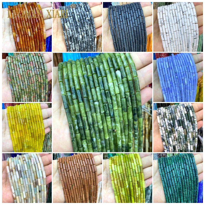 13x4mm Cylinder Natural Stone Amazonite Labradorite Howlite Loose Spacer Beads for Jewelry Making Diy Bracelet Accessories