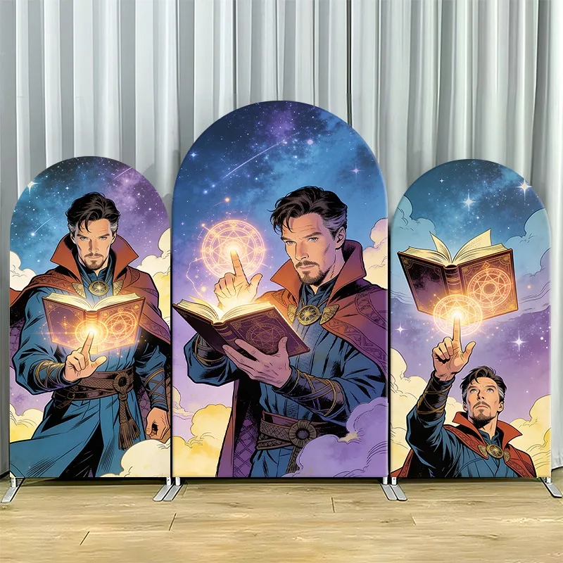 

Arch Backdrop Cover Single Side Doctor Strange Cosmic Magic Celestial Sky Book Party Decoration Photo Booth Background Props