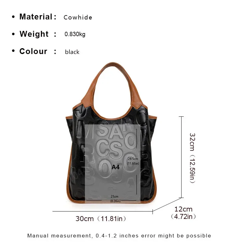 Yao Dong Aidrani-Sac à main en cuir véritable pour femme, sac sous les bras en cuir de vachette noir, grande capacité, démarrage unique