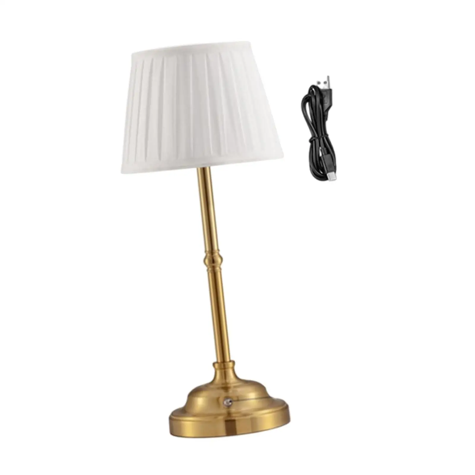 Rechargeable Tabletop Lamp with USB Charging Fabric Shade Dimmer Cozy Bedside Light for Bedroom Hallway Dining Table Decor