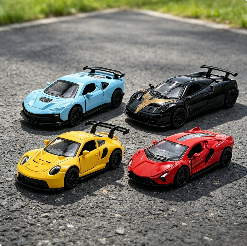 1:43 Alloy Sports Car Model Toy Door Pull Back Metal Car Boy Doll Machine Ornament Home Decoration Hobby Collection