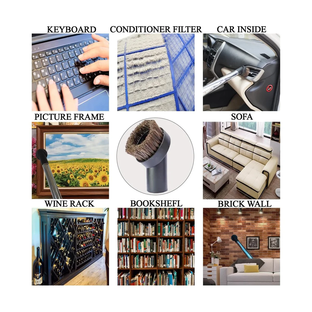 둥근 말털 진공 먼지 브러시 부착물은 1 1/4인치 또는 1 3/8인치 호스가 있는 대부분의 진공 청소기와 호환됩니다.