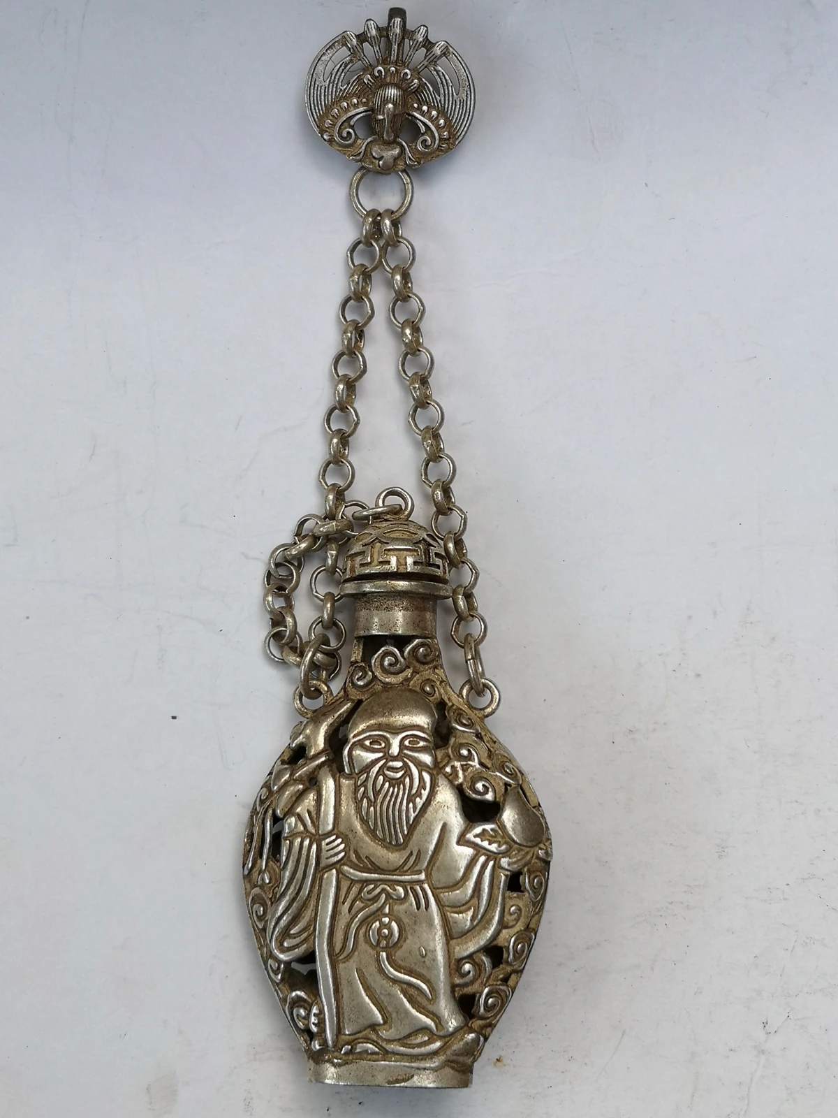 Collection China Tibet Silver Hand-made God of longevity Wealth Sachet Pendant