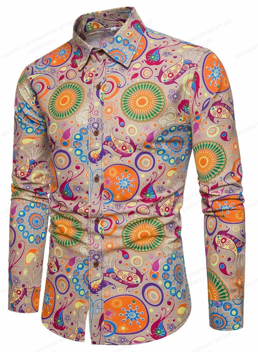 Men's And Women's Universal Fashion Casual Long Sleeve Shirt Hawaii Beach Long Sleeve Button-down Shirt Men's Vacation Shirt