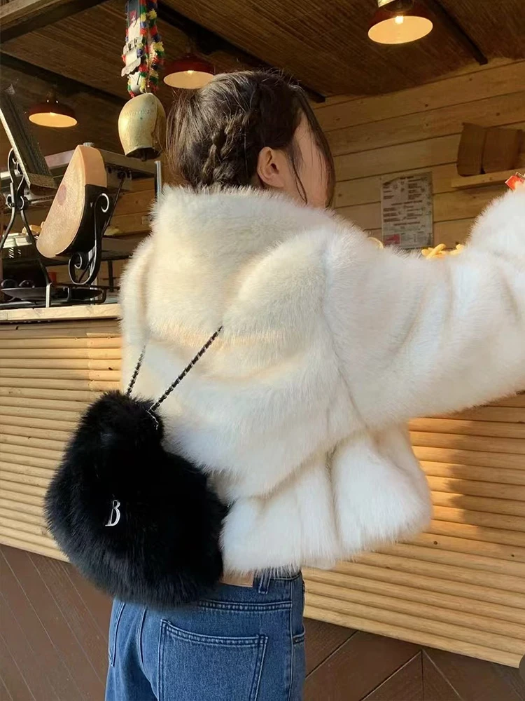 따뜻한 여성용 모사 썸바른넷 인조 모피 코트 루즈핏 레이어링 탑 라운드 넥 롱 소매 버튼 클로저