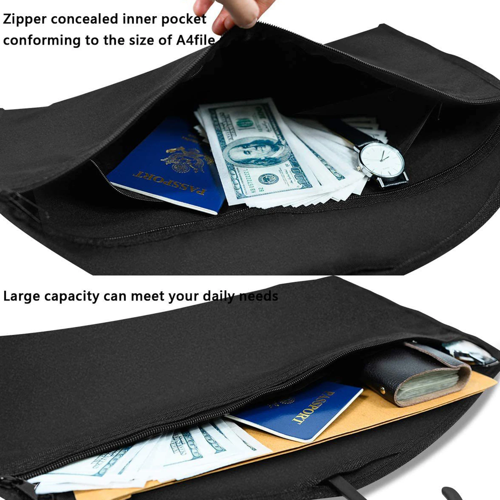 Hanger Diversion Safe Waterproof And Fireproof Secret Document Holder Zipper Pouch Safe Compartment To Hide Valuables For Travel