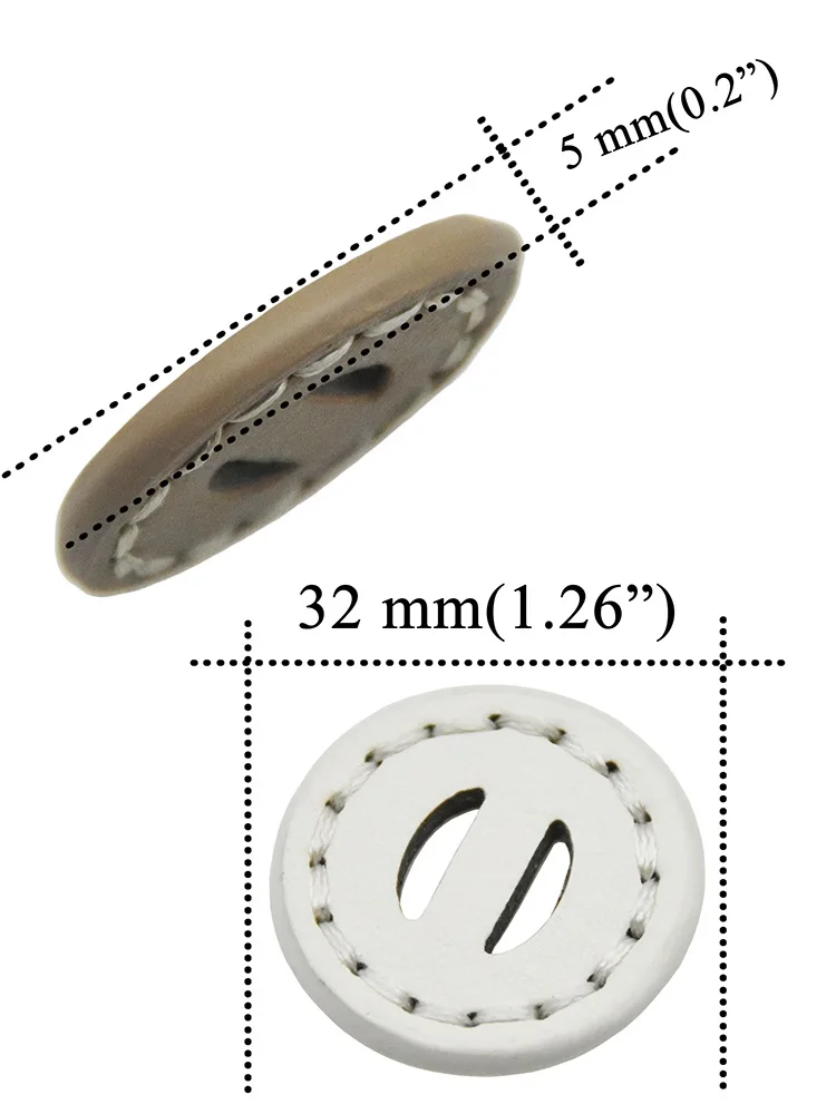 Bottone in vera pelle cucito a mano rotondo grande diametro 32mm cappotto colori misti accessori per vestiti geometria 2 fori bottoni