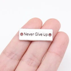 WYSIWYG 5pcs 28x10mm Antique Silver Color Never Give Up Charms For Jewelry Making