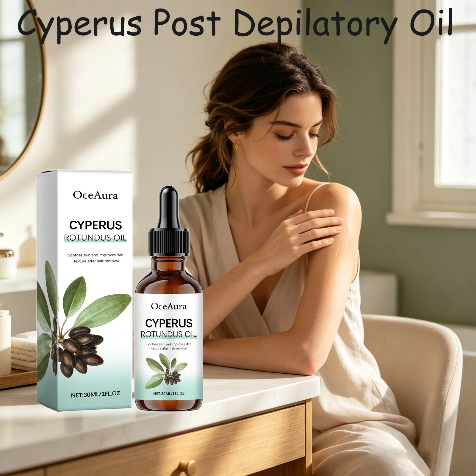 Oceaura Cyperus Post Depilatory Oil Hair Growth Inhibitor Redness Relief Deep Hydration Nourishing Cyprus Oil Hair Removal Care