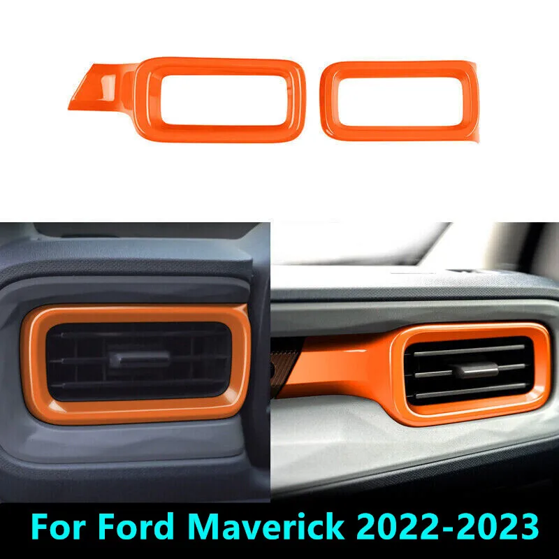 

2pcs/set ABS Orange Center Console Air Vent Outlet Panel Trim Cover For Ford Maverick 2022 2023