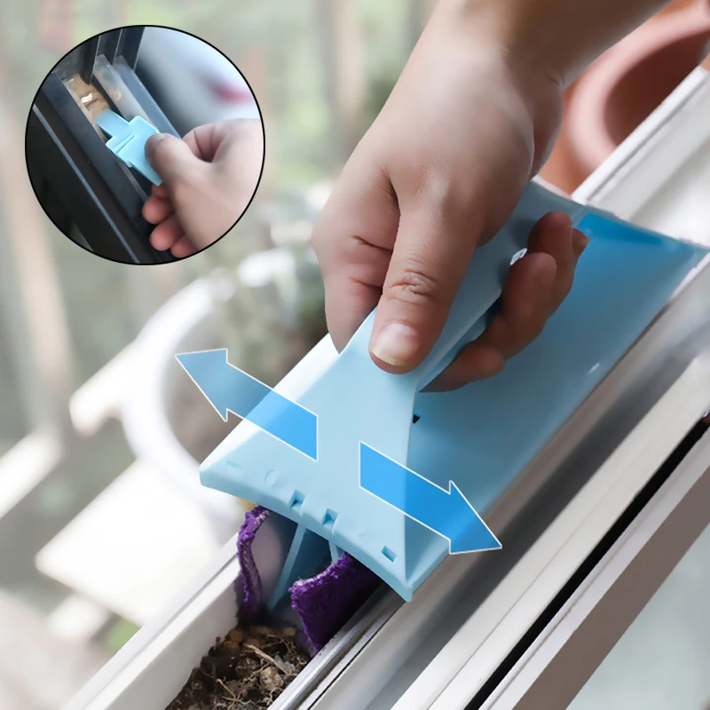 Window Groove Cleaning Brush Foldable Gap Brush Table Dusting Cloth Sliding Door Track Cleaning Tool Household Crevice Cleaner