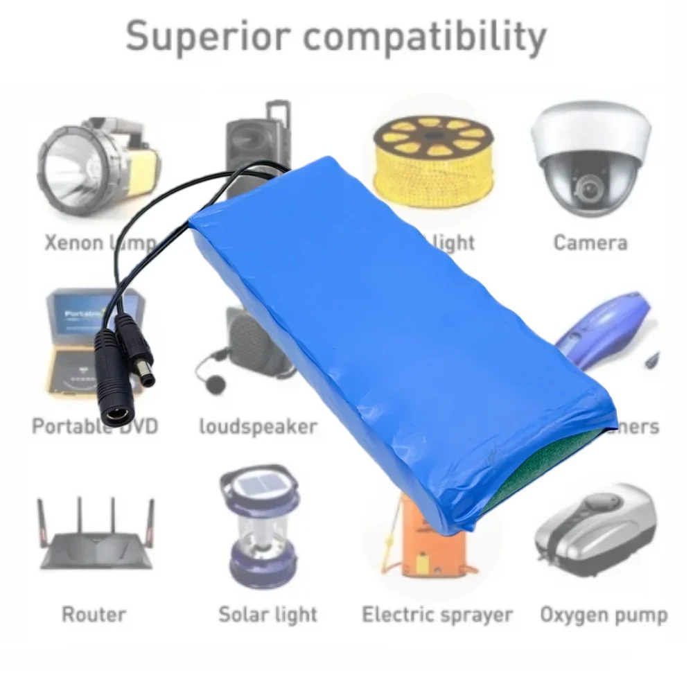 حزمة بطارية ليثيوم أيون قابلة لإعادة الشحن 12 فولت 8000 مللي أمبير في الساعة 8 أمبير في الساعة - مصدر طاقة محمول عالي السعة لكاميرات CCTV/الشاشة