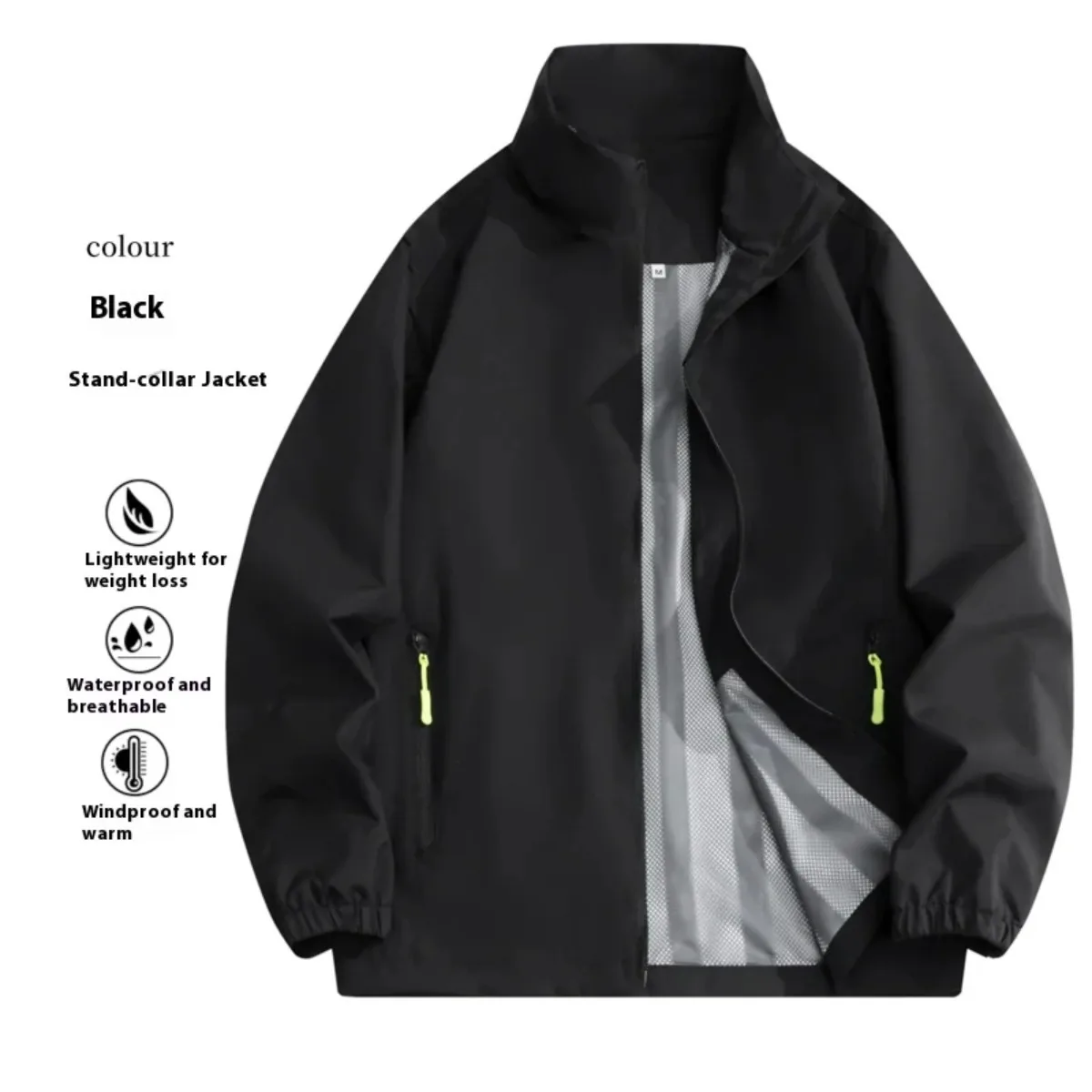 

Men's International Star The Same Style Stand-up Collar Jacket Autumn Streetwear Mesh-lined Zipper Casual Mountaineering Jacket