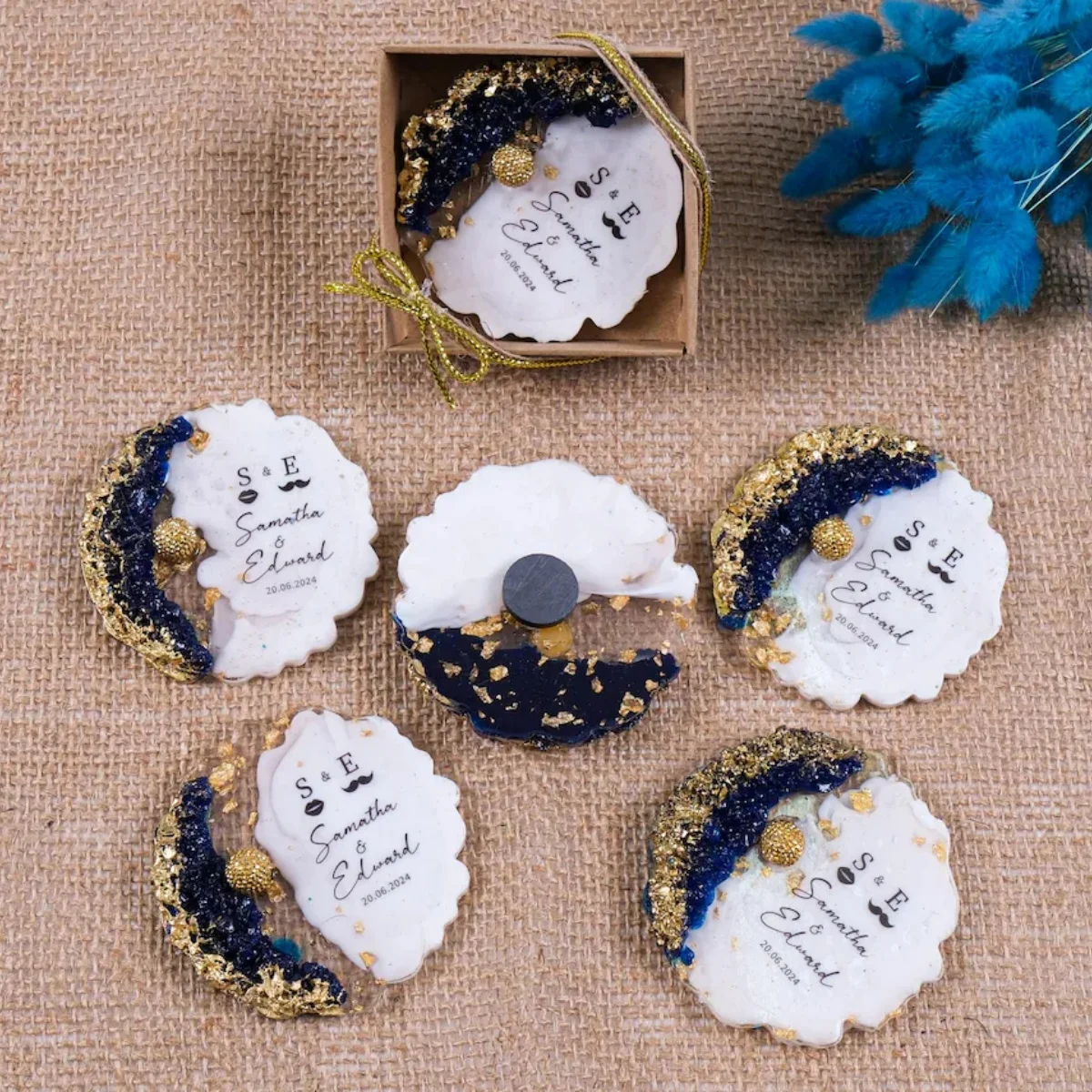 Wedding Party Favours for Guests Epoxy Resin Magnet in Bulk, Bridal Shower Favour, Wedding Rustic Favour, Thank You Favour, Baby