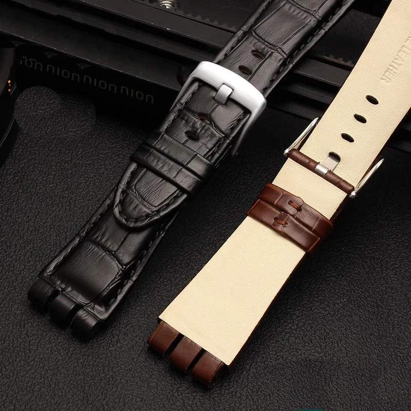 New Style Watch Band Genuine Leather For  Swatch IRONY YOS440 449 448 401G  Large Size Series Bracelet Strap Men 23mm