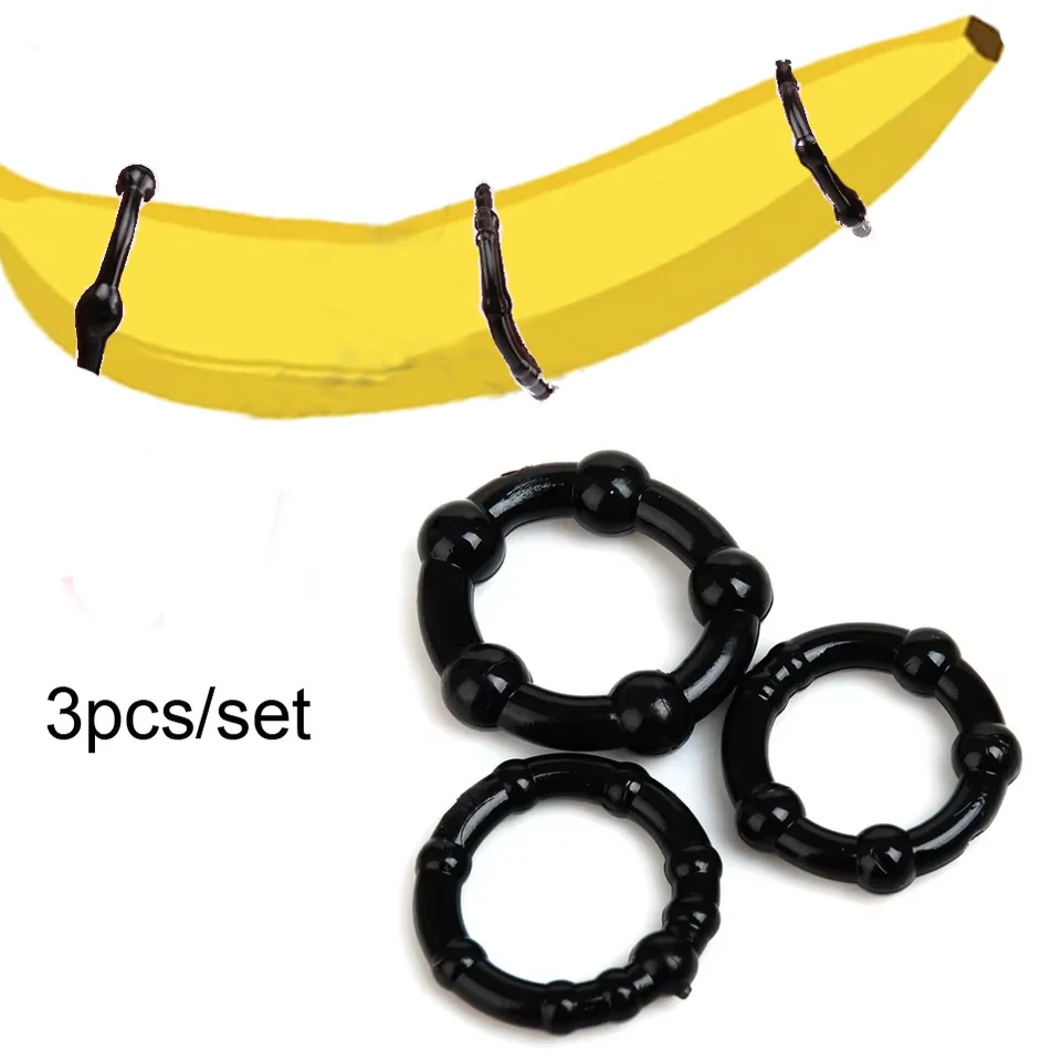 3PCS Silicone Penis Rings Delaying Ejaculation Semen Cock Rings Beaded Lock Ejaculation Constriction Donuts Sex Rings For Men
