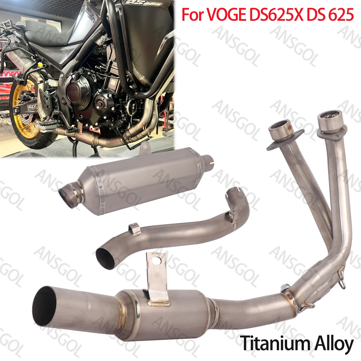 

Complete Exhaust System Pipe Slip For VOGE DS625X 625 DSX DS625 X Moto Escape Muffler Header Pipe Link Midpipe Titanium Alloy