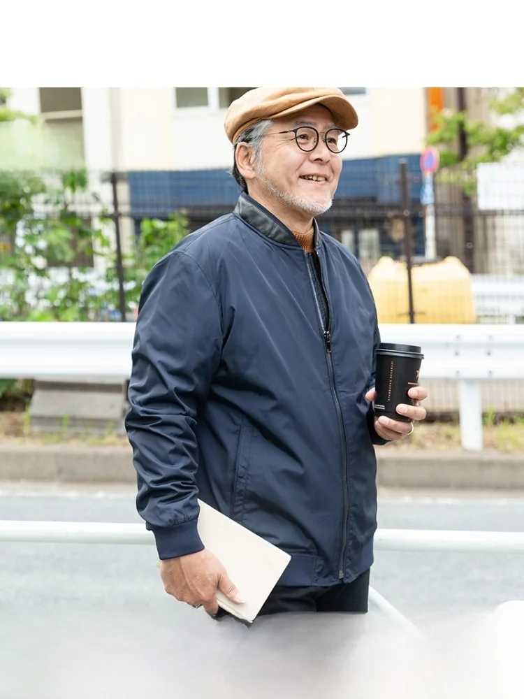 

Мужская осенняя куртка свободного кроя с тонким бейсбольным воротником, из полиэстера, для повседневной носки, комфортная