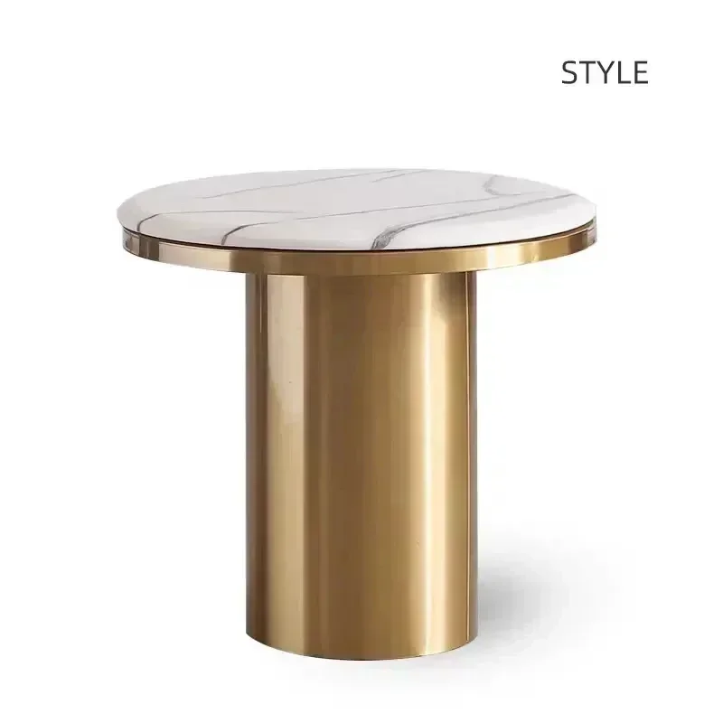 

l Italian Nordic Round Coffee Table Luxury Golden Stainless Steel Base Hotel Home Center Table Side Tea Tables