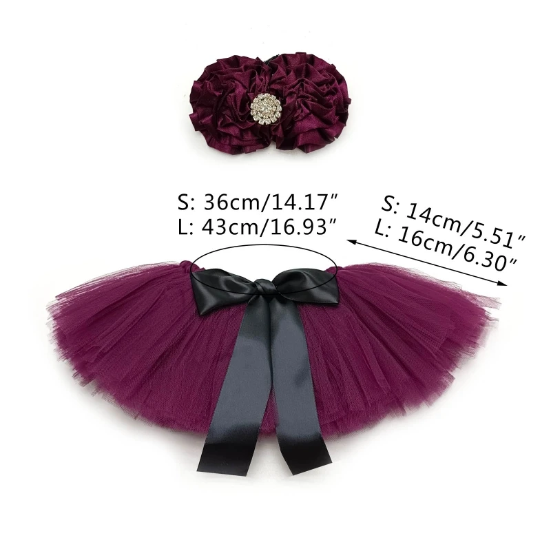 F62D 2Pcs Newborn Photography Props Outfit Baby Tulle Skirts Headband Pettiskirt