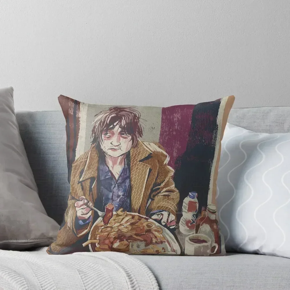 

Pete Doherty Demolishing a Large Breakfast Throw Pillow Ornamental Pillow sleeping pillows pillow