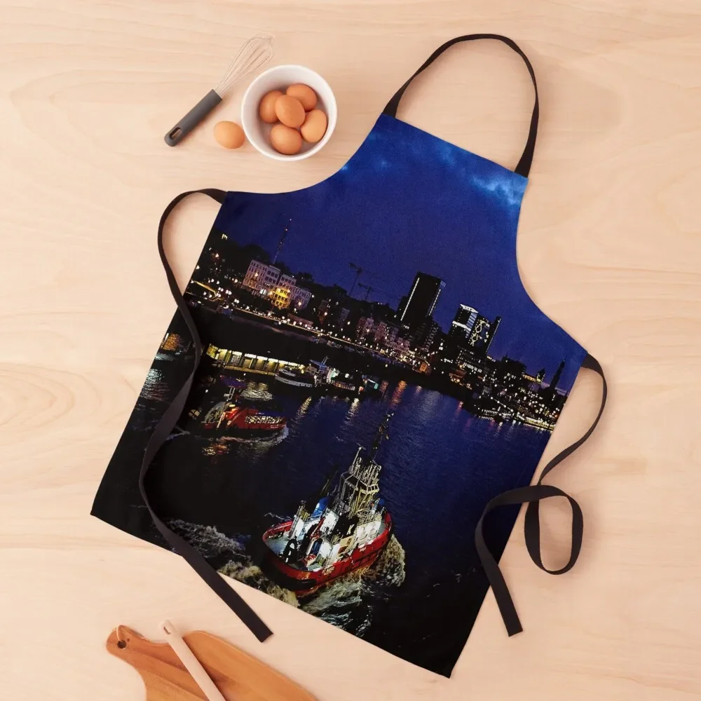 

Early in the morning in the port of Hamburg Apron kitchen utensil Barista Chef Uniform For Men Kitchen Supplies Idea Goods Apron