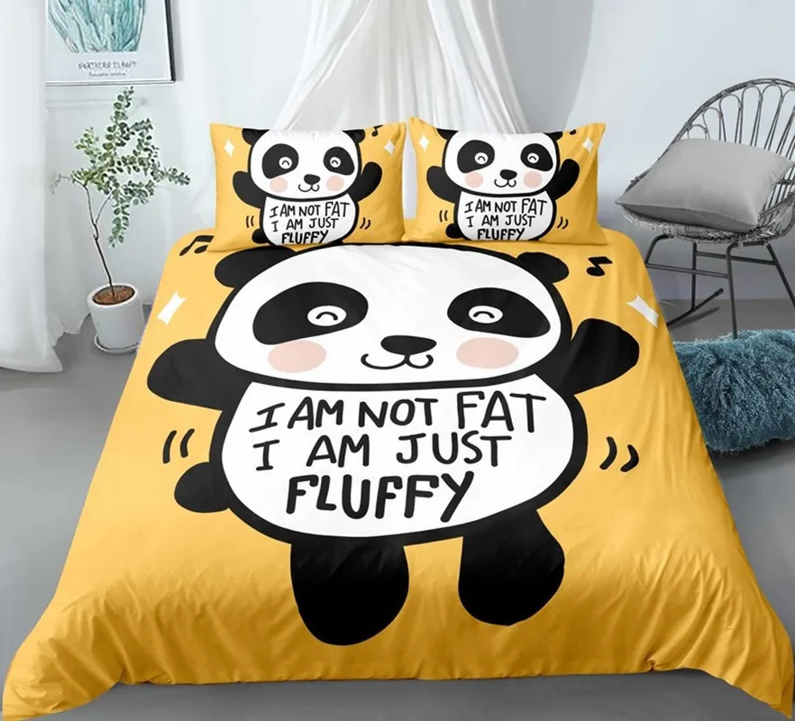 Panda Duvet Cover Cute Animal Pattern Bedding Set for Kids Boys Girls Cartoon Giant Panda Bear Polyester Comforter Cover Queen