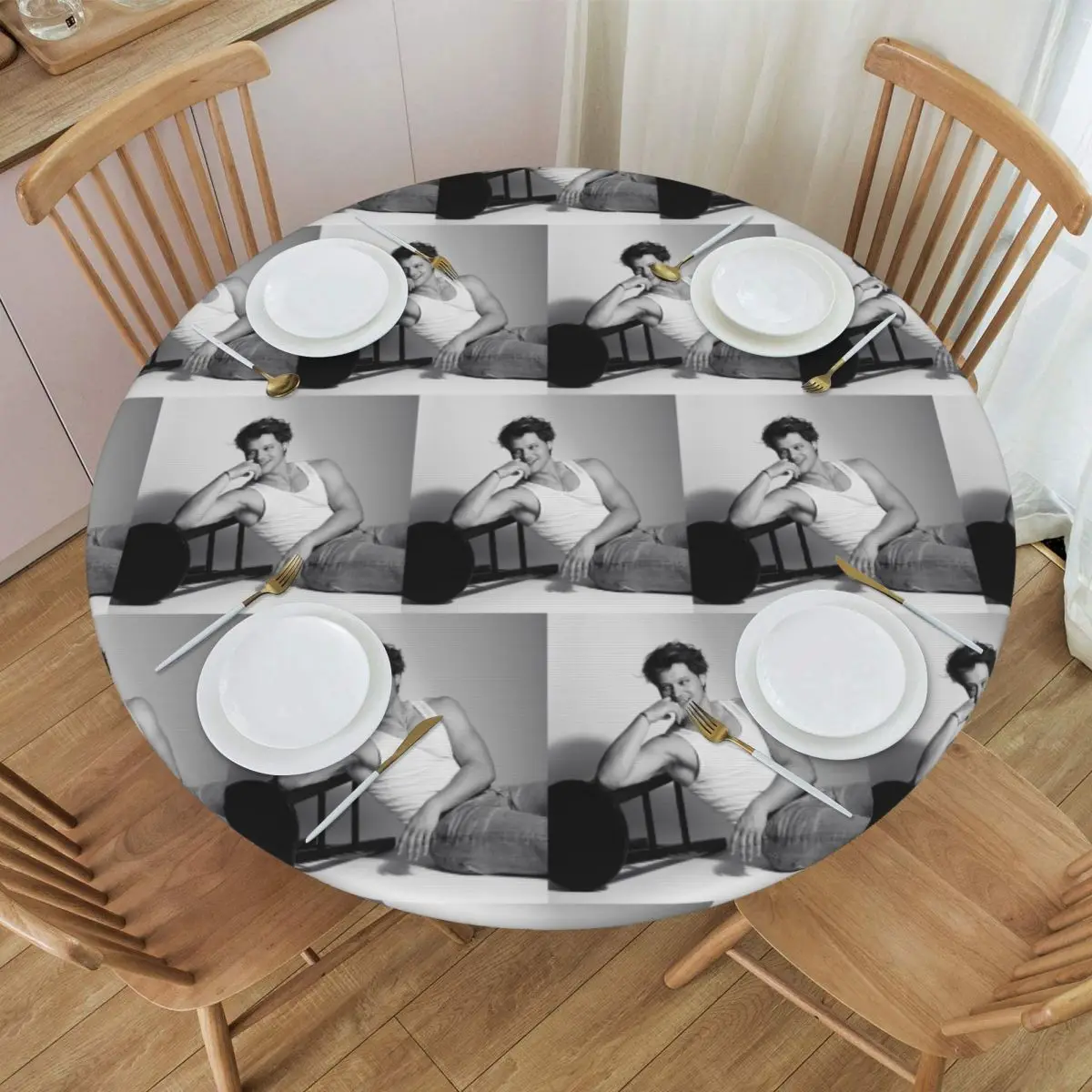 Soft Rudy Pankow JJ Maybank Poster Waterproof Round Tablecloth Oilproof Table Cloth for Kitchen Events Dining Table Cover
